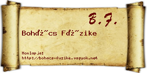 Bohács Füzike névjegykártya
